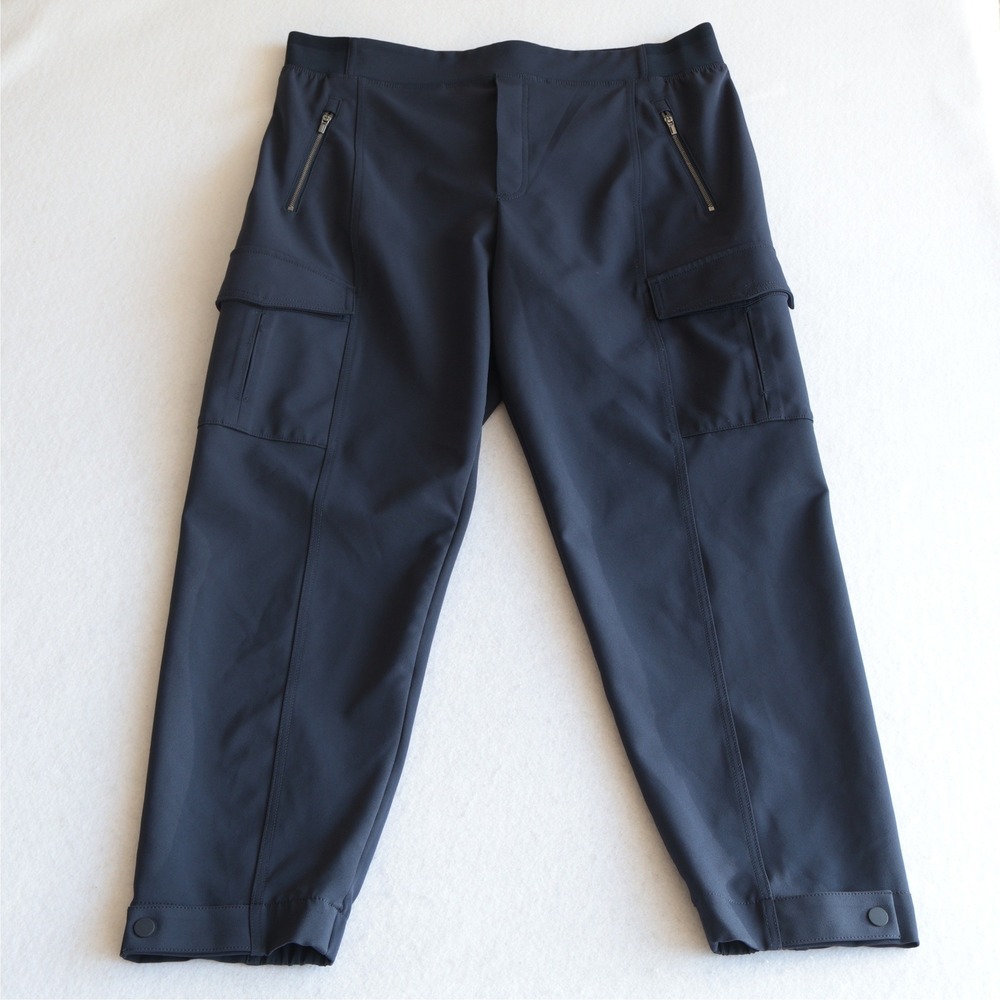 Athleta Endless Cargo Pants Navy High Rise Straight Leg Women Size 16 Travel